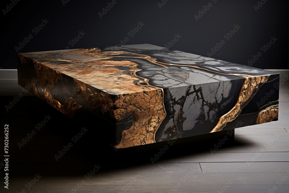 Elegant Marble coffee table. Interior cafe. Generate Ai