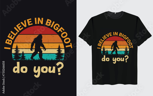 Bigfoot t-shirt design vector retro vintage style Funny Sasquatch 
Official Bigfoot research team adventure 
