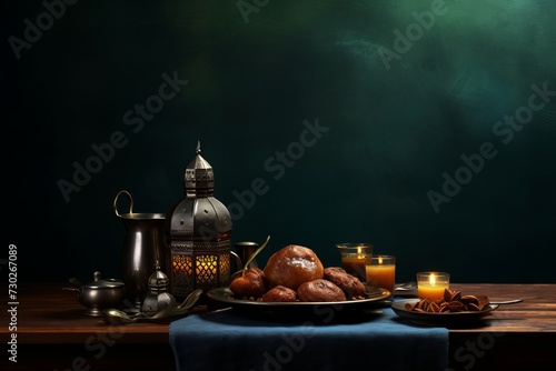Ramadan iftar table with copy space design