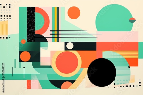 A Mint poster featuring various abstract design elements, in the style of pop art