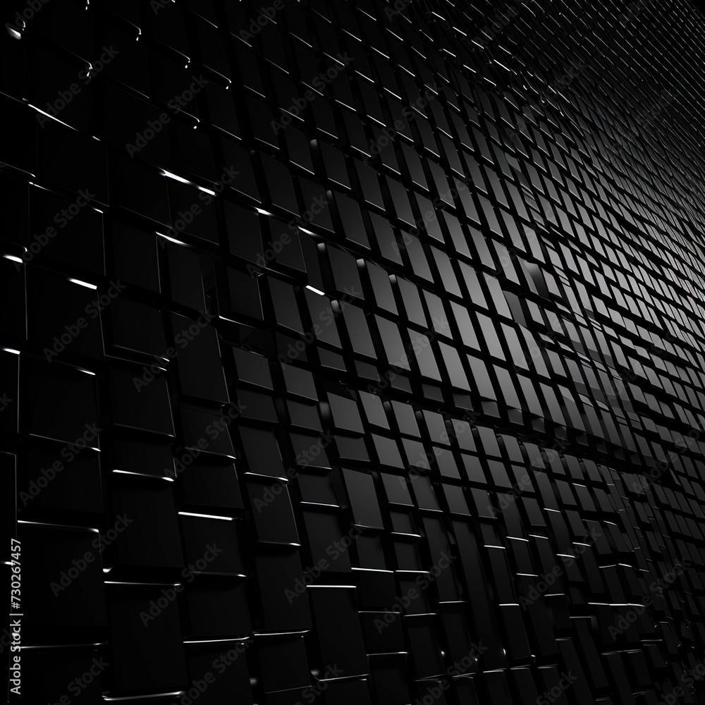 3d render of abstract metallic background with squares in black, ai generative 3d render of abstract metallic background with squares in black, ai generative