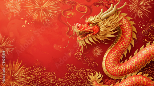 Chinese new year dragon banner -Generative AI