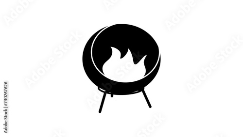 bonfire bowl, black isolated silhouette