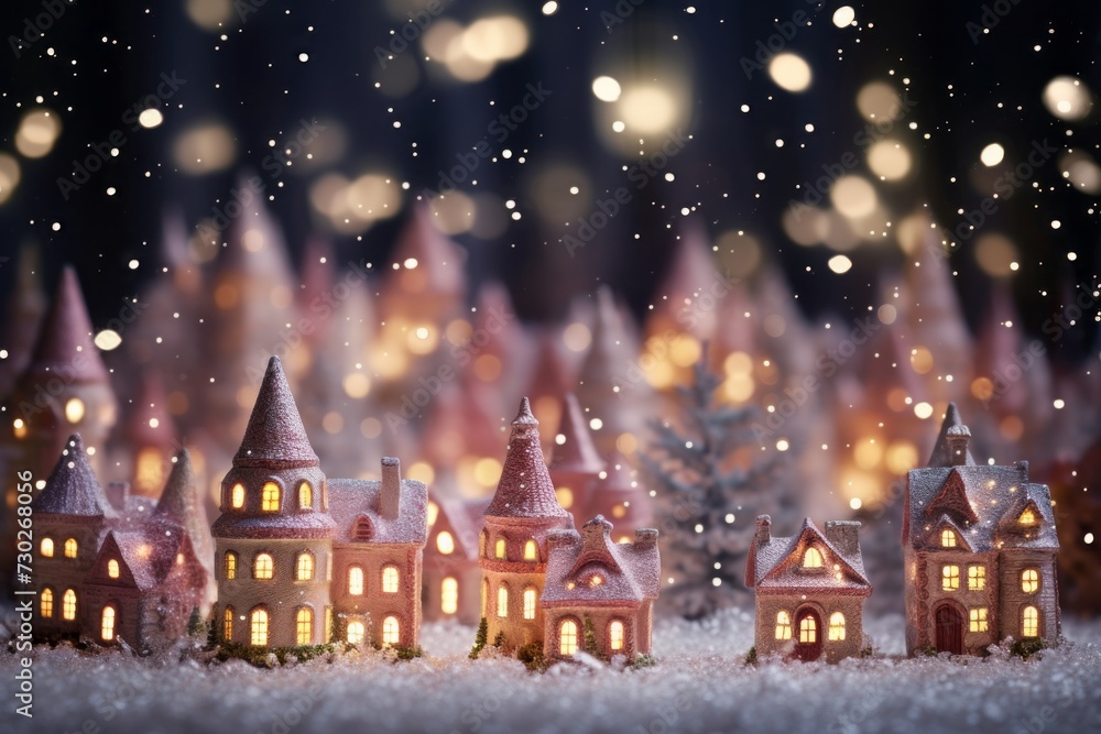 Soft and twinkling bokeh lights setting a magical Christmas scene. Soft and twinkling bokeh lights setting a magical Christmas scene.