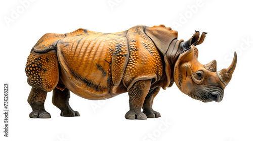 Statue of a Rhinoceros on White Background