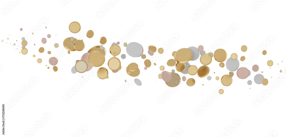 Gilded Festivity: Brilliant 3D Illustration Showcasing a Shower of gold Confetti