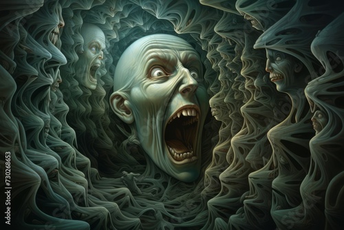Surreal artwork with distorted and warped features to depict twisted fears
