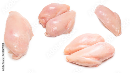 Raw chicken fillet isolated on white background. photo