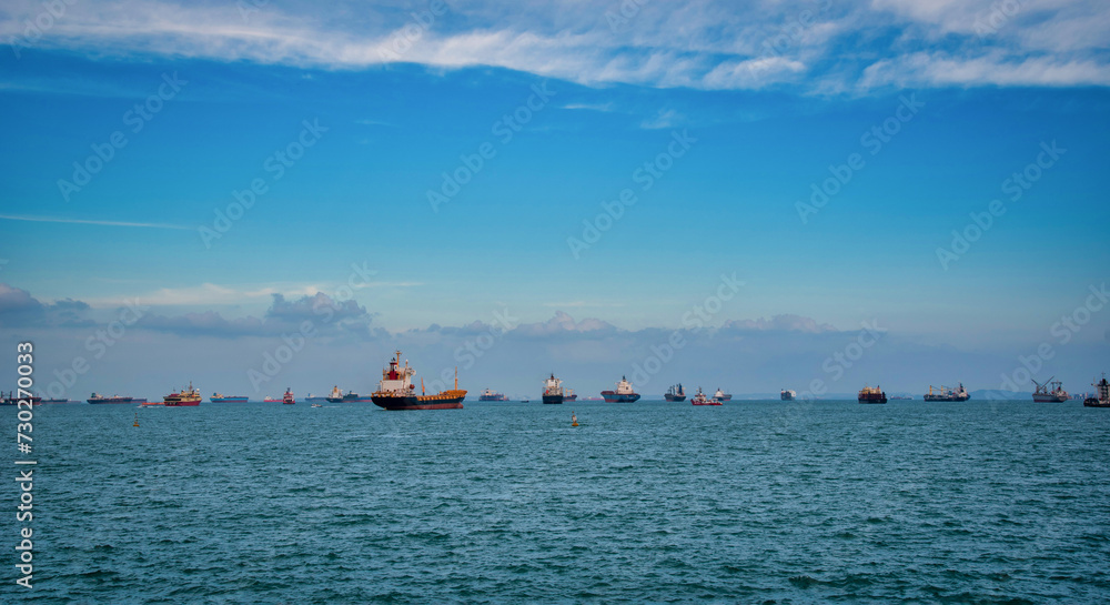 Large cargo ship sailing on the sea at daytime