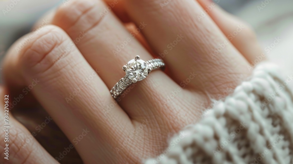 Beautiful moment when an unmarried girl gets an engagement ring and wears that diamond ring proudly Generative AI Beautiful moment when an unmarried girl gets an engagement ring and wears that diamond ring proudly Generative AI
