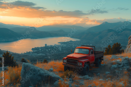 High-altitude Haul: Truck Embracing Panoramic Splendor