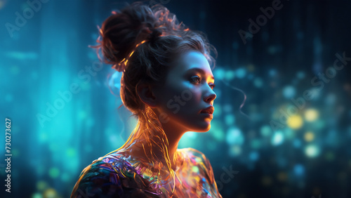 An ethereal silhouette bathed in intriguing light captivates the viewer. This enigmatic image evokes mystery, elegance, and transcendence. Perfect for artistic and fantasy themes