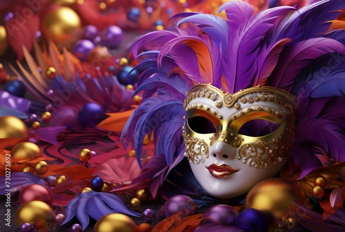 Joyous Mardi gras carnival day. People travel. Generate Ai