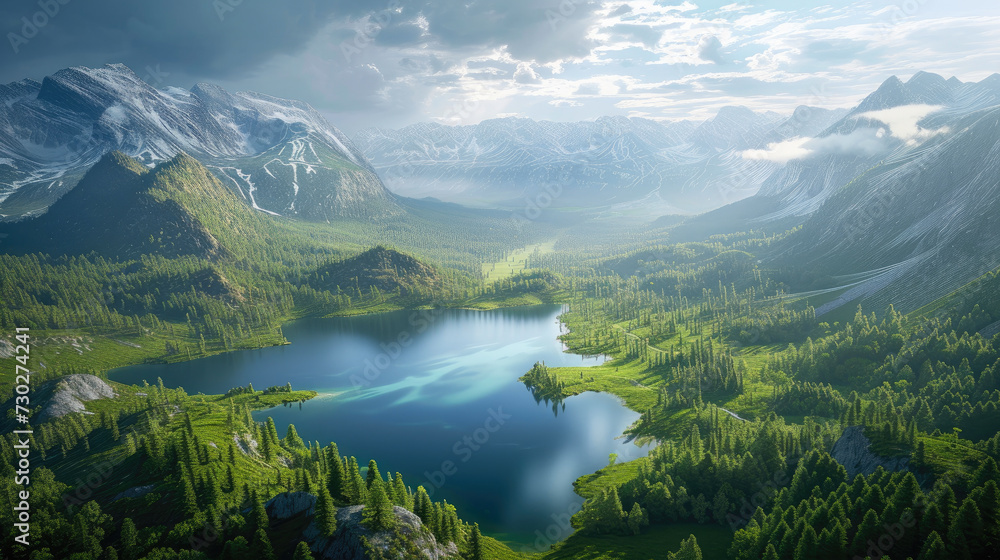 Enchanting Wilderness: Majestic Peaks and Crystal Lake