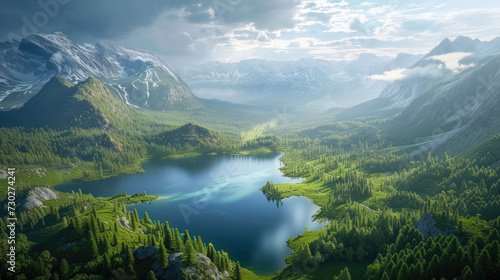 Enchanting Wilderness: Majestic Peaks and Crystal Lake