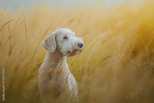 Bedlington Terrier dog in your family, in the style of magewave, soft focal points photo