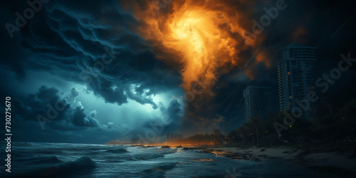Hurricane hitting the costal areas  apocalyptic event
