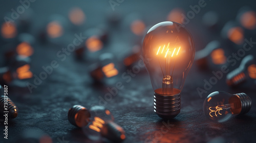 Light bulb on the background, concept of creativity
