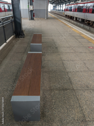 The modern bench for the passenger.