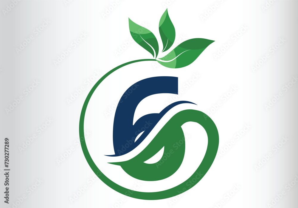 Fototapeta premium Letter 6 Leaf Logo Design Vector letter template design for brand.