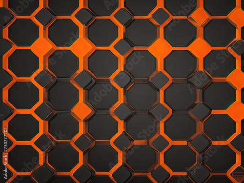 Orange hexagon design on a black backdrop