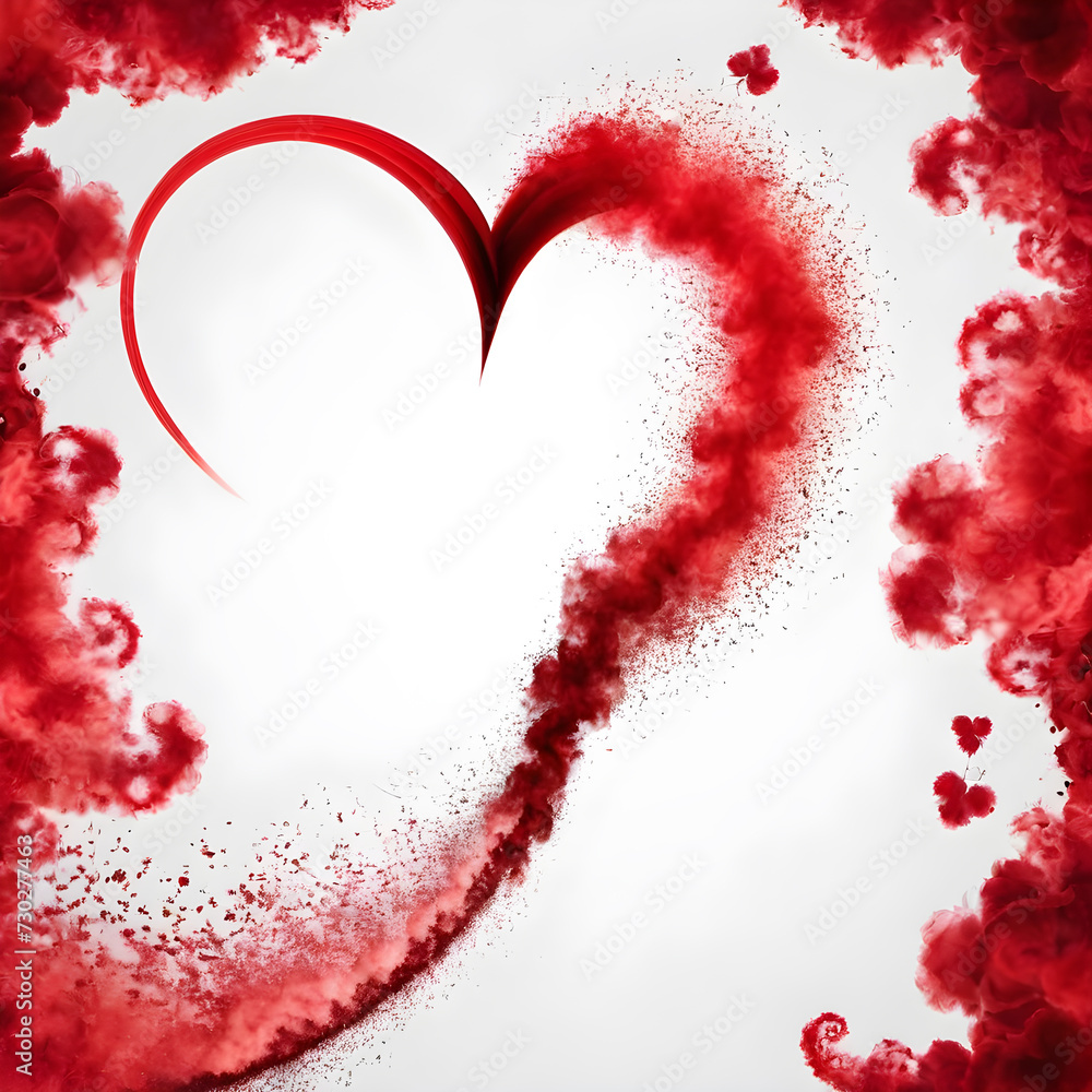 Valentine's day abstract background with red heart and smoke.
