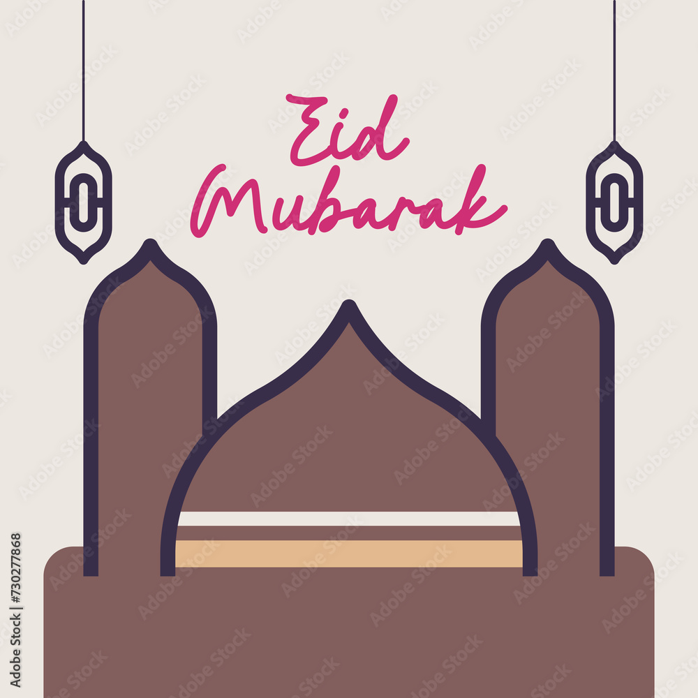 Flat eid al-fitr illustration background. Eid-al-fitr eid-al-adha eid mubarak greetings illustration background