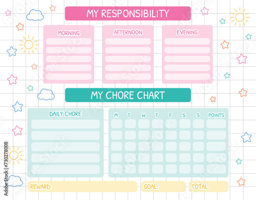 Chore chart. Daily Routine Responsibility Chart. School Routine, Behavior Chart, Consequences, Daily Checklist for kids. Kids discipline, motivation. Weekly planner, tasks, to do list for schoolers.