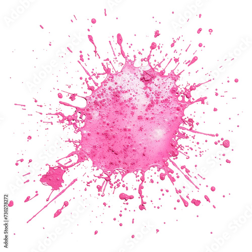 Pink color splatter, transparent background.
