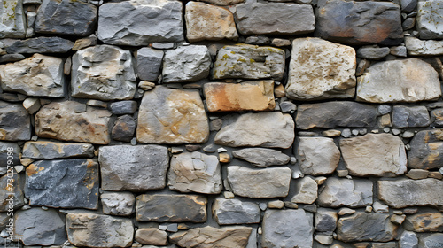 A Stone Wall Built With Various Sized Rocks