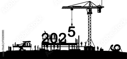 Das Jahr 2025 gestalten und planen - Projekt 2025 - Frohes neues Jahr - kreative Darstellung Design Element