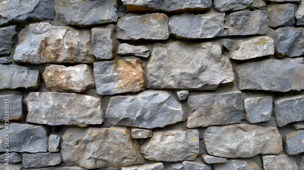 Stone Wall Constructed With Rocks and Cement