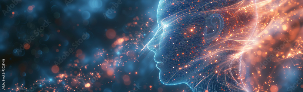 Digital visualization of a human profile with a complex network of ...