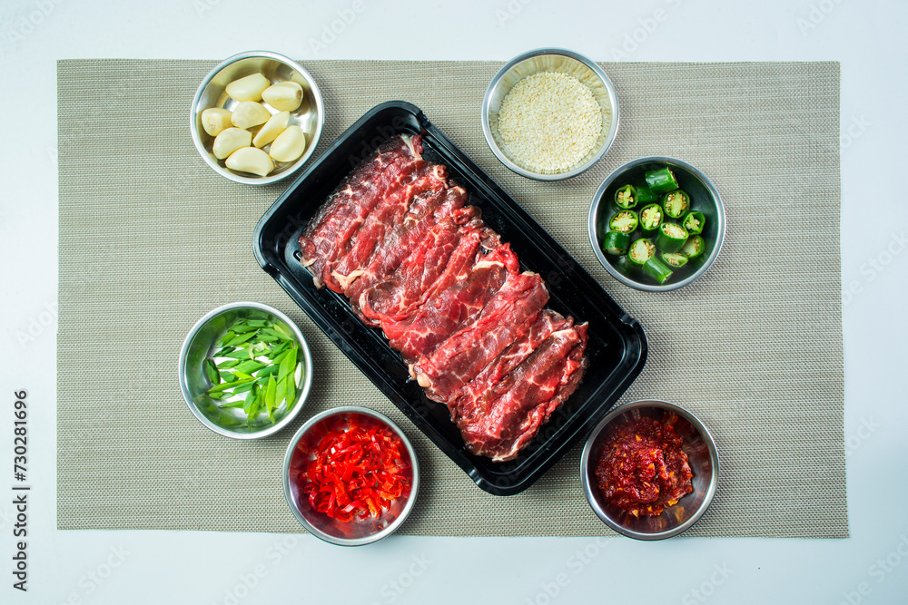 Bulgogi - Slices of marinated premium beef wagyu Bulgogi - Slices of marinated premium beef wagyu