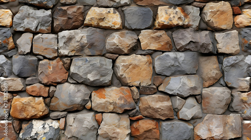 Multicolored Stone Wall With Diverse Rocks