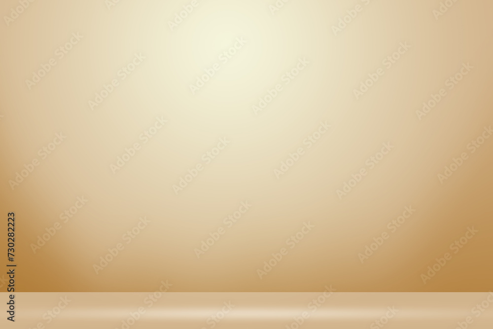 Solid Beige Color Background. Empty Room Wall for Product Display. Beautiful Studio Background for Advertisement. 3d Render Background. Abstract wall Design. Interior Room Wall with Floor.
