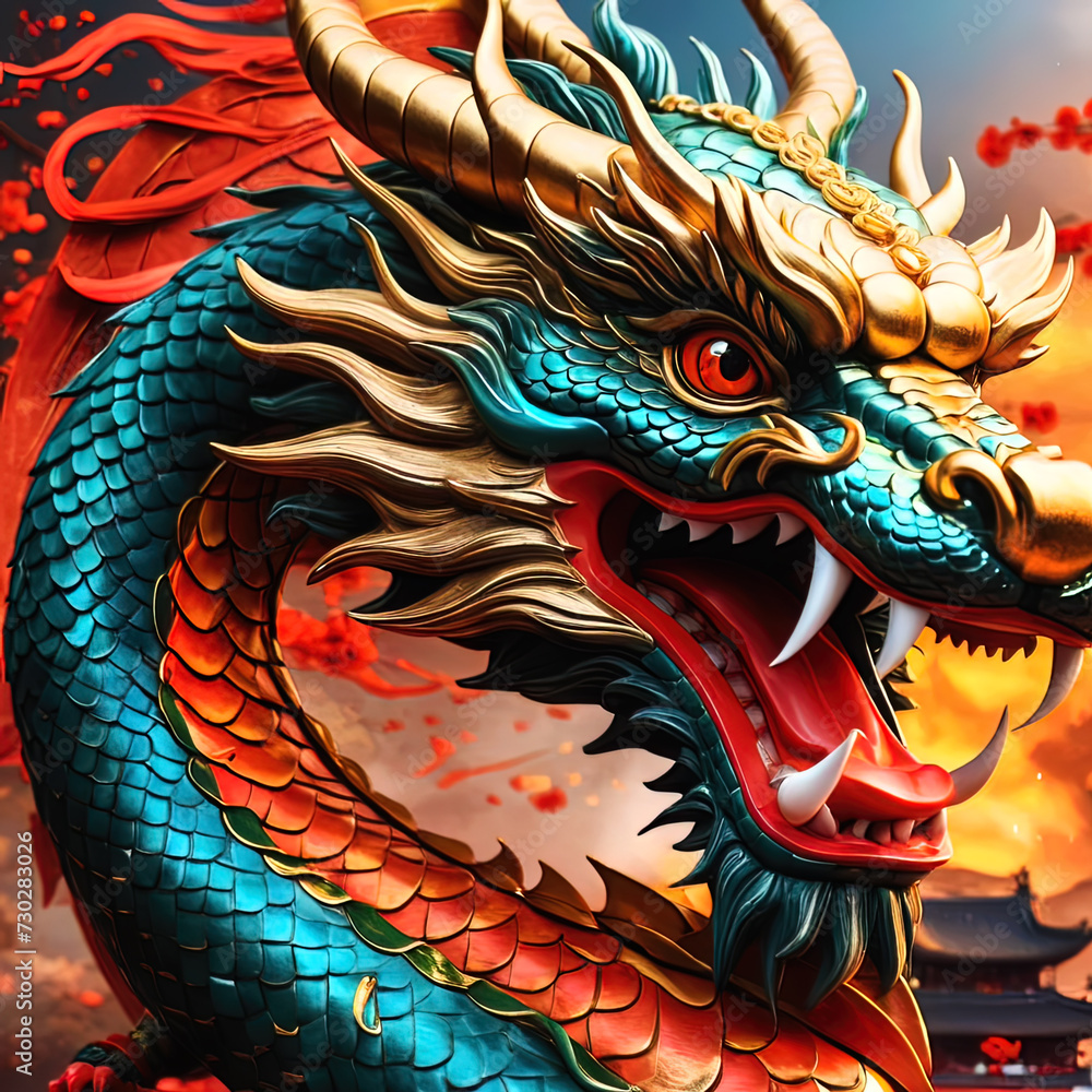 Year of the Dragon, Chinese New Year concept, generated by AI Year of the Dragon, Chinese New Year concept, generated by AI