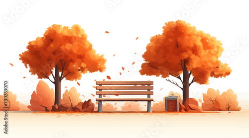 Autumn foliage in a park vector simple 3d smooth isolated illustration