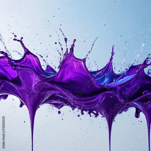 Purple vibrant dynamic fluid pour and splash photo