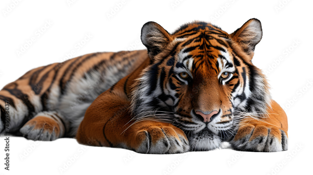 Tiger Resting on White Surface