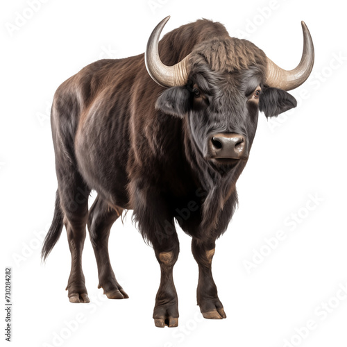 Buffalo isolated on transparent and white background. Ideal for use in advertising. Generative ai