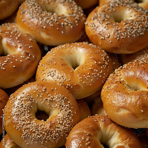 close up of bagels with sesame © jessie z