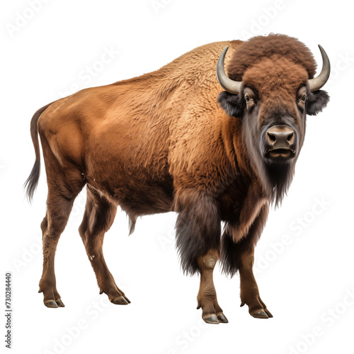 American bison isolated on transparent and white background. Ideal for use in advertising. Generative ai