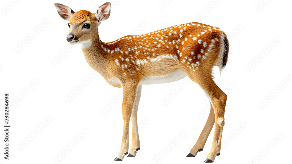 Small Deer Standing Next to a White Background Small Deer Standing Next to a White Background