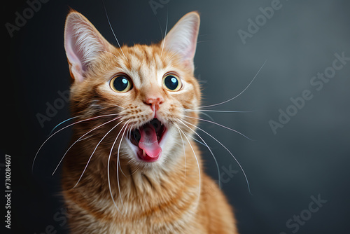 Funny cute cat on background studio. © Pacharee