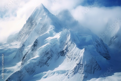 Massive avalanche mountains. Nature ice hiking. Generate Ai