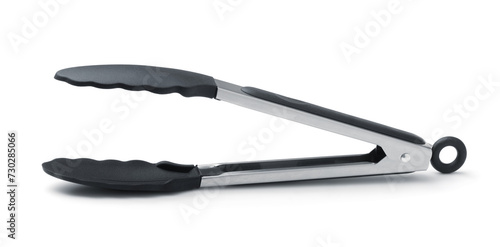 Steel kitchen tongs with heat resistant silicone tips