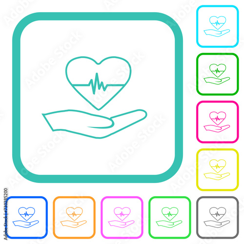 Health insurance outline vivid colored flat icons