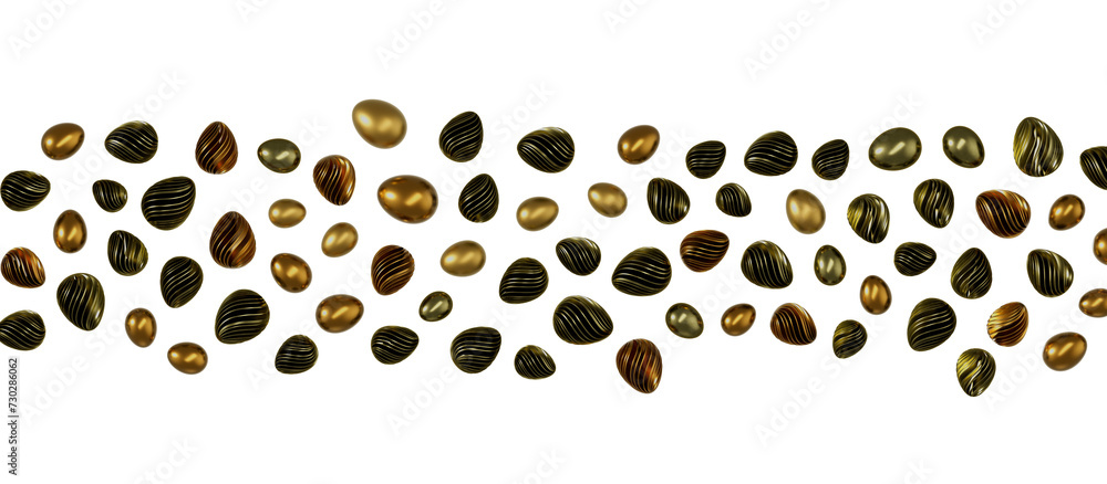 3d rendering of Easter elegant eggs with gold paint 3d rendering of Easter elegant eggs with gold paint