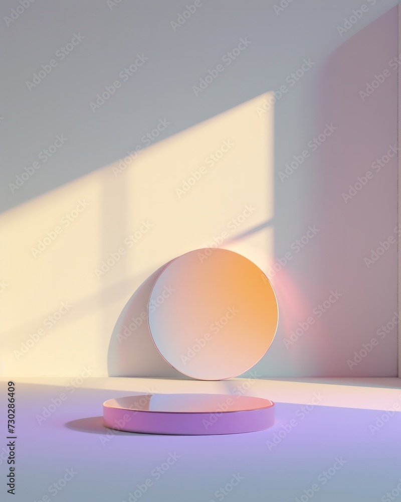 Minimalist white pedestal with gradient lighting, ideal for a stylish product display or artistic presentation Minimalist white pedestal with gradient lighting, ideal for a stylish product display or artistic presentation